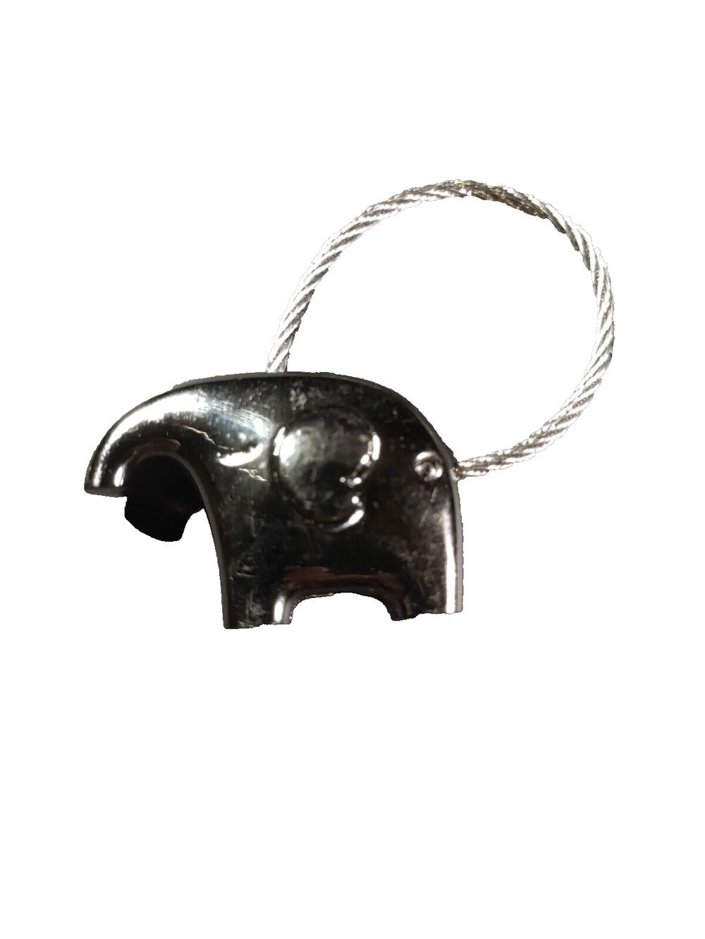 Art Deco Style Elephant Keychain Silver Tone